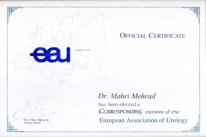 Elected a corresponding member of the european association of urology